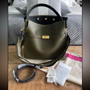 Tory Burch Lee Radziwill Leccio Pebbled Double Bag Like New